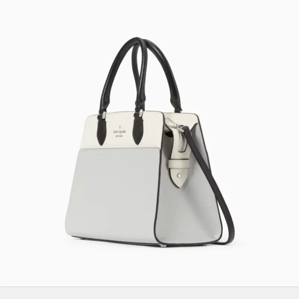Kate Spade Madison Colorblock Saffiano Leather Medium‎ Satchel (Platinum Grey)
